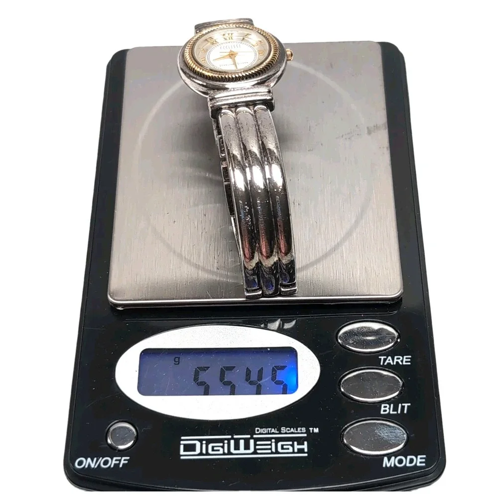Ecclissi 55g Sterling Silver 925 Bracelet Watch Gold Rope Bezel New Battery Box